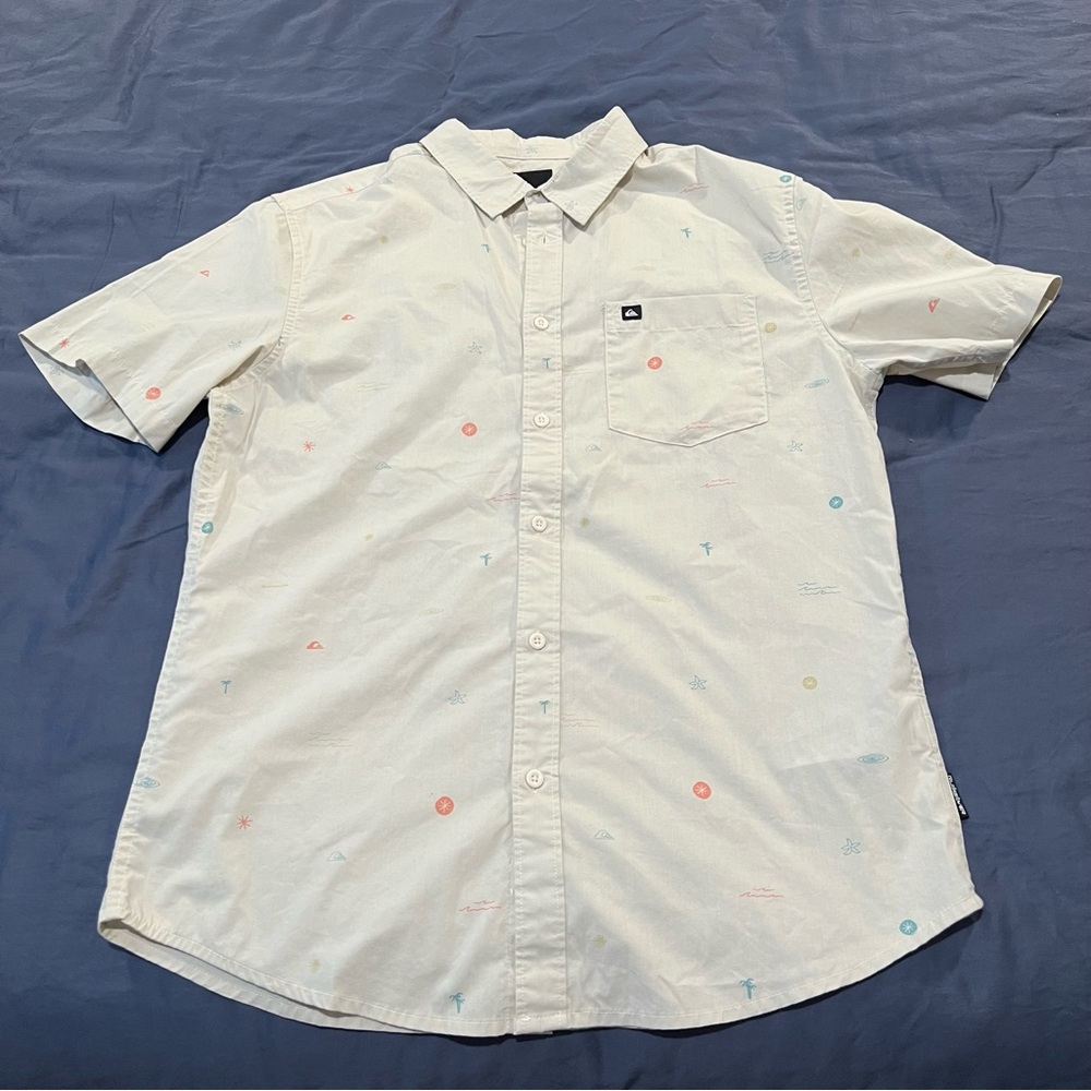 Quiksilver Men's Mini Mo Classic Short Sleeve Shirt birch mini mo print Size M